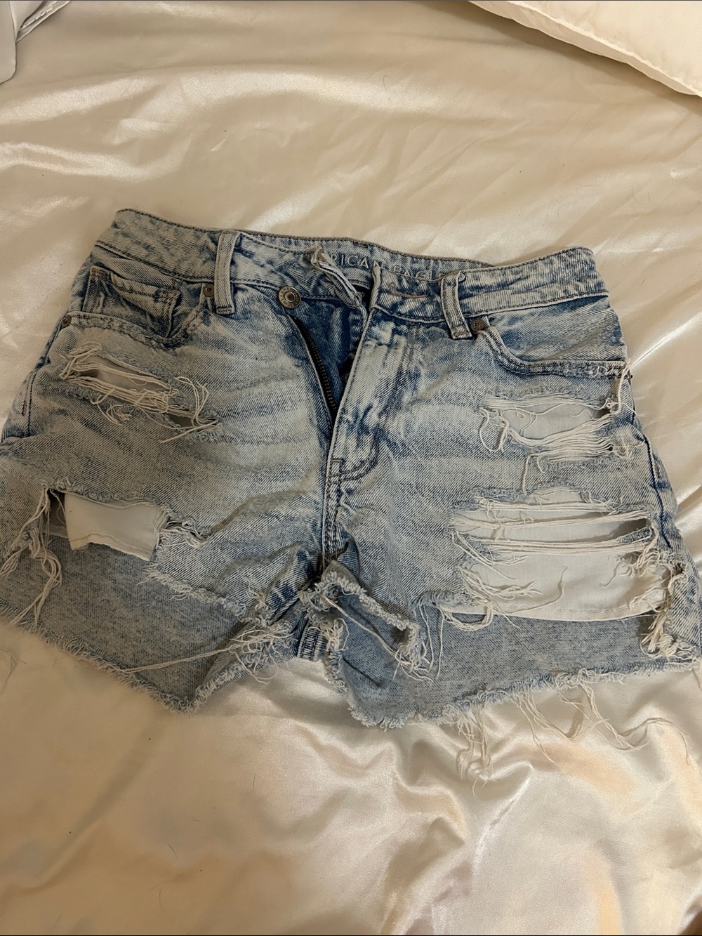 American Eagle Outfitters Light Blue Distressed Denim Jean Shorts